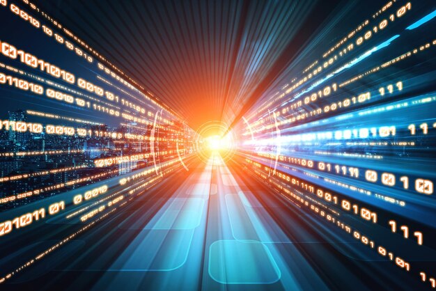 Digitalt dataflow på vej med bevægelsessløring for at skabe en vision om hurtig hastighedsoverførsel