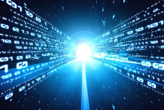 Digitalt dataflow på vej med bevægelsessløring for at skabe en vision om hurtig hastighedsoverførsel