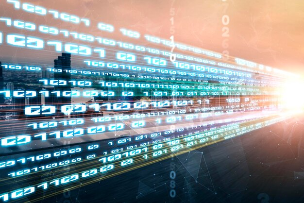 Digitalt dataflow på vej med bevægelsessløring for at skabe en vision om hurtig hastighedsoverførsel