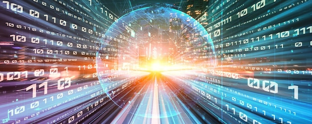 Digitalt dataflow på vej med bevægelsessløring for at skabe en vision om hurtig hastighedsoverførsel