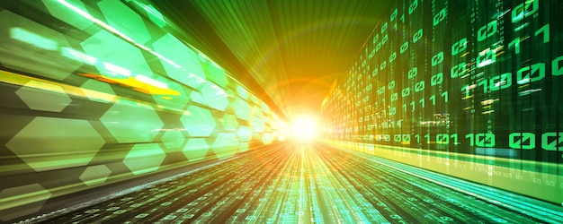 Digitalt dataflow på vej med bevægelsessløring for at skabe en vision om hurtig hastighedsoverførsel