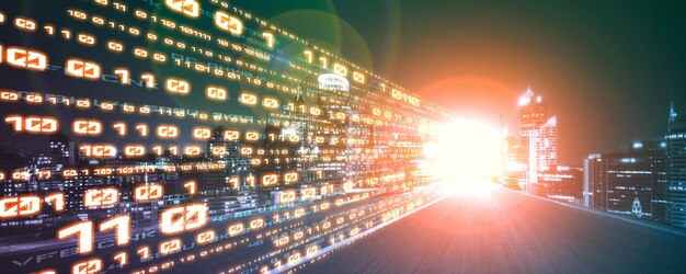 Digitalt dataflow på vej med bevægelsessløring for at skabe en vision om hurtig hastighedsoverførsel