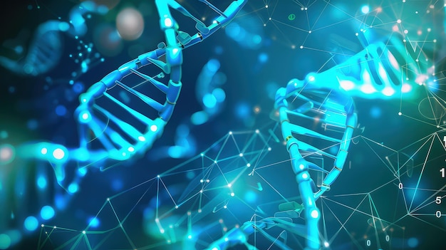 Digitized DNA molecule An intriguing photo capturing the essence of a digitized DNA molecule symbolizing the code that shapes life and drives biological processes