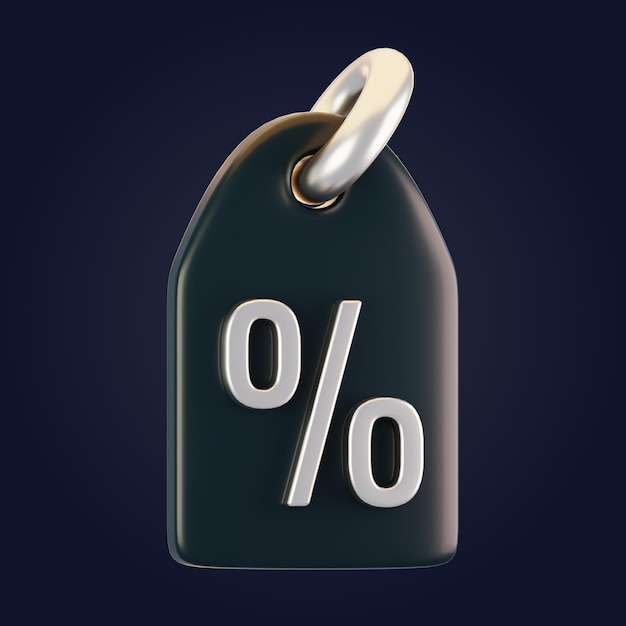 Discount tag icon on 3d rendering with cartoon style