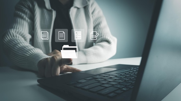 Document Management System Officer using laptop
