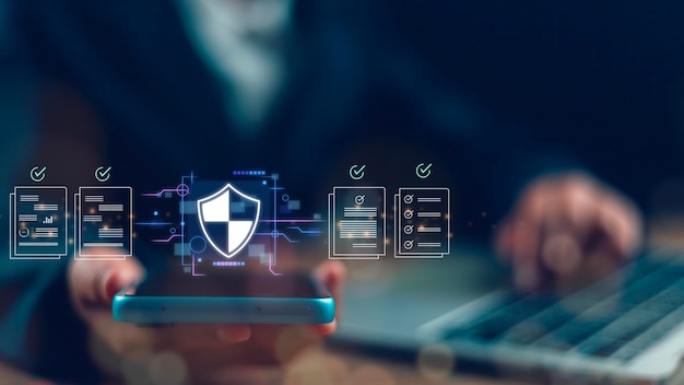 document safety and security protection system document database file management and edocument online concept