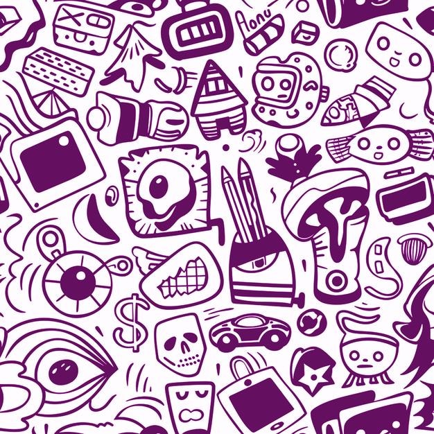 Doodle Pattern in Purple Color For background Social Media Packaging Industry And Digital Media