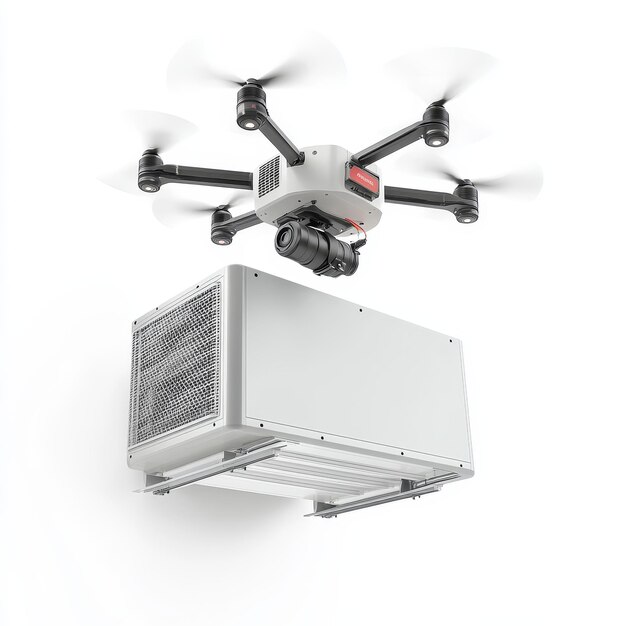 Drone with remote control on a white background 3d rendering