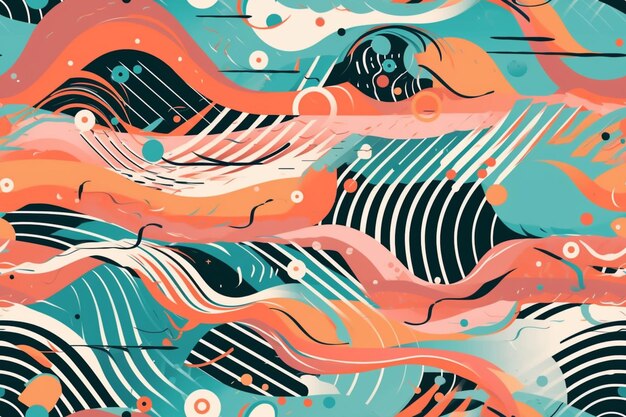 Dynamic Abstract Pattern Inspired by Music and Sound Waves Created with Generative AI