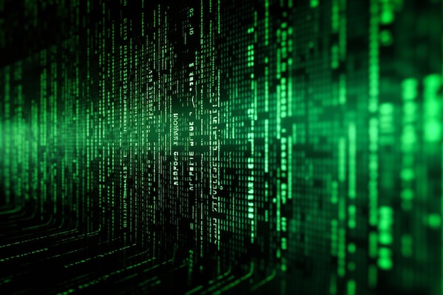dynamic digital data stream abstract green computer background