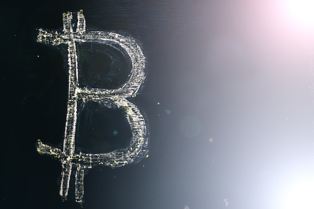 dynamics of changes in the price of bitcoin cryptocurrency drawing on a chalk board