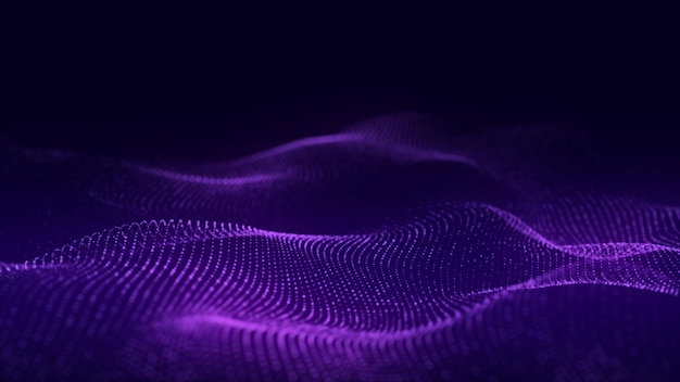 Dynamisk blå våg av partiklar Abstrakt futuristisk bakgrund Visualisering av stordata 3D-rendera