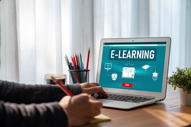 E-læringswebside med moderne software, hvor studerende kan studere på internettet