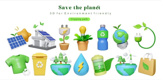 Eco global warming icon set illustration eco global warming icons for environment protection save