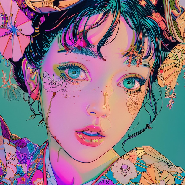 electric colors highquality 8k comic style illustration of japanese crepe