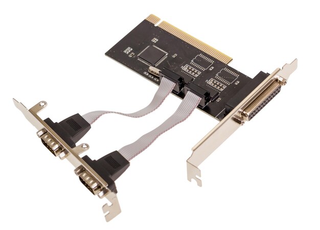 electronic collection - computer digital input output port card isolated on white background