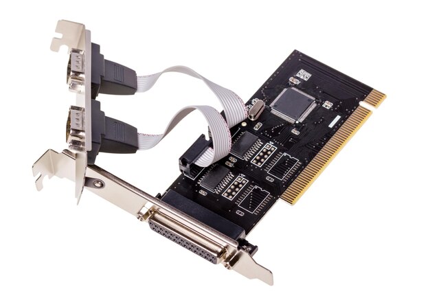 electronic collection - computer digital input output port card isolated on white background