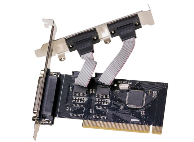 electronic collection - computer digital input output port card isolated on white background