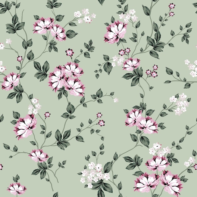 elegant vintage floral pattern with pink and white flowers