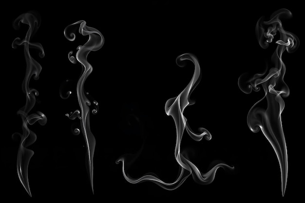 Elegant wisps of smoke swirling against a black background