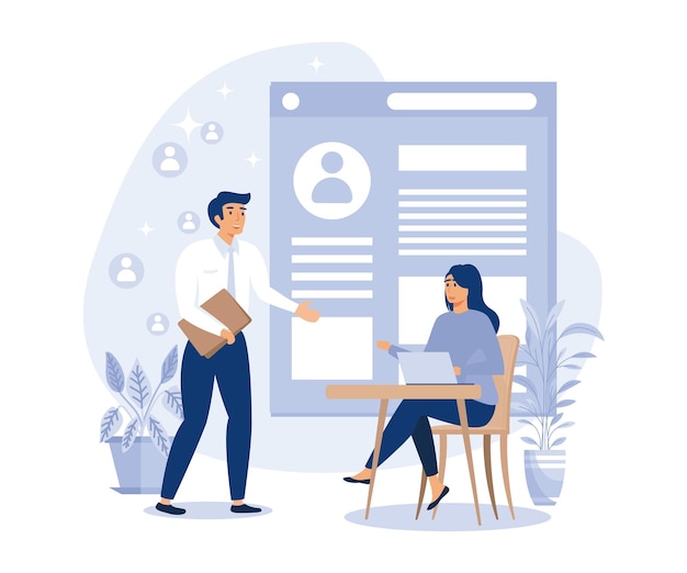 Employment stages Recruitment service searching candidates job interview flat vector modern illustration