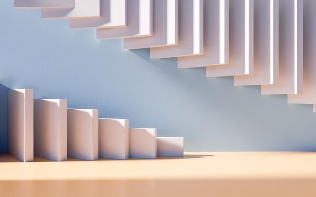 Empty building structure with geometric structure 3d rendering