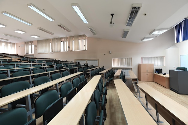 empty classroom university or collage back to school concept in coronavirus pandemic time