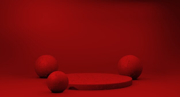 Empty red podium for display product