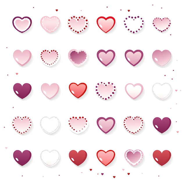 Empty Valentines hearts circle design element flat style on white background