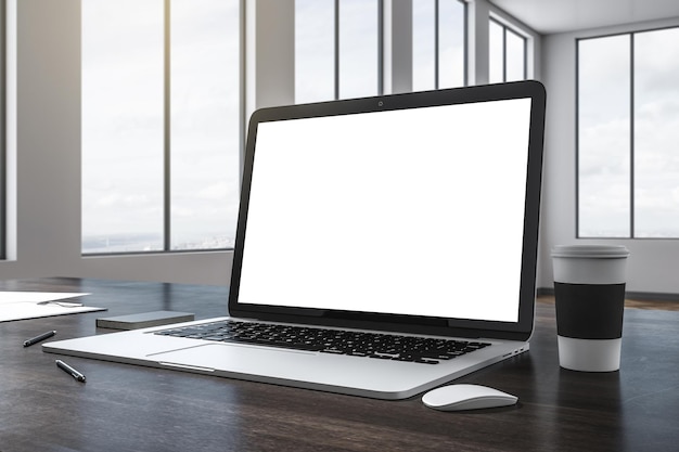 Empty white laptop