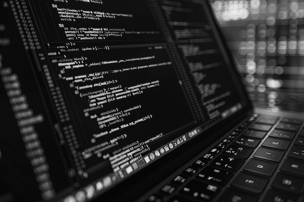En bærbar computer, der sidder oven på et bord