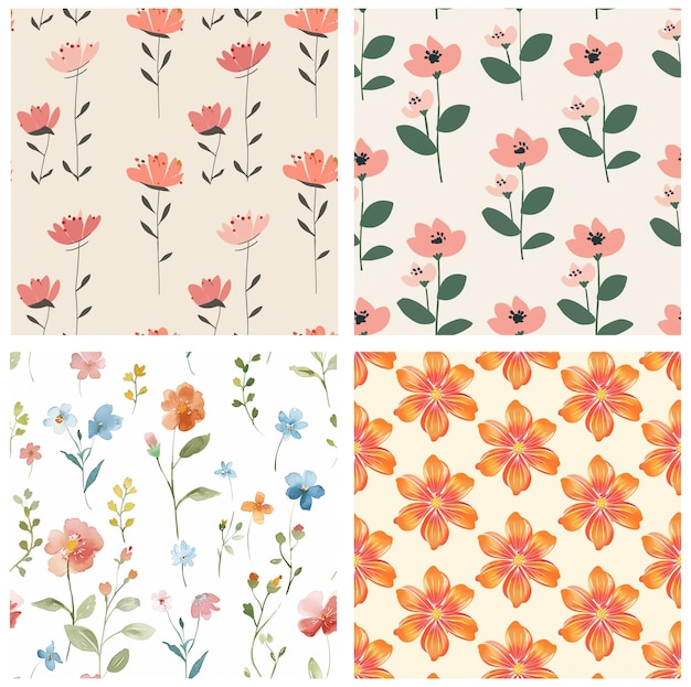 En collage af mønsterblomster, samling af blomstermønstre
