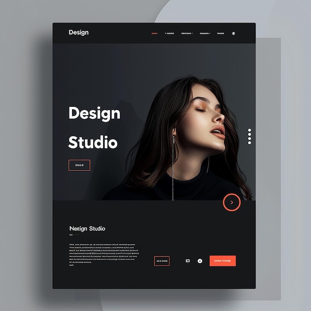 En sofistikeret, komplet landingsside med ordet “Design Studio” til en portefølje