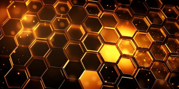 En tapet av en hexagon med ordet honung på den