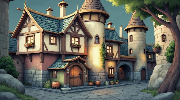 Enchanting Medieval Village Scene