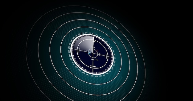 Enemy aircrafts or ships detected by radar scan object's speed and location monitoring scanning object by radar 4k resolution concept