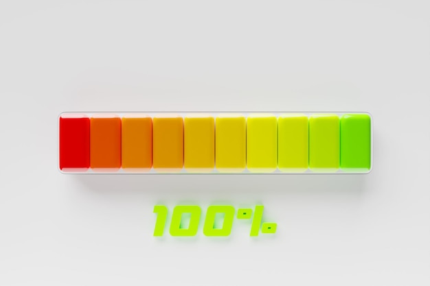Energimåler, batteriindikator og opladningsstatus med procentdel 3D-skabelon Energikontrolmålepanel bils instrumentbræt