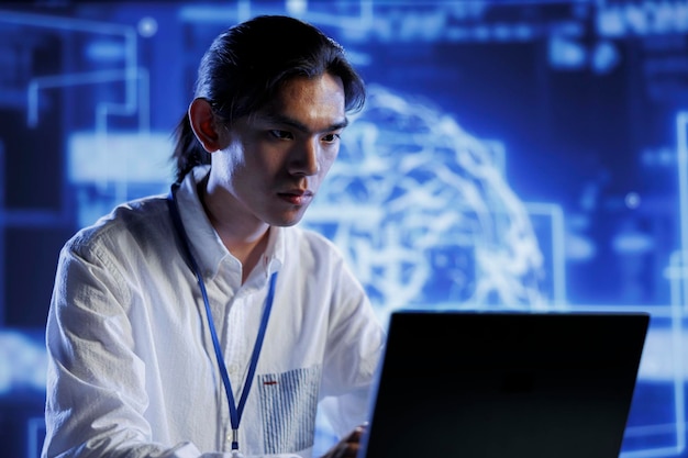 Engineer doing AI simulation