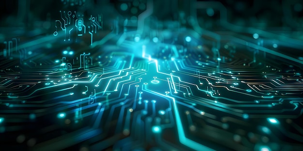 enhanced view of advanced circuit board with cybersecurity programming and technology concept technology design cybersecurity circuit board advanced programming enhanced view