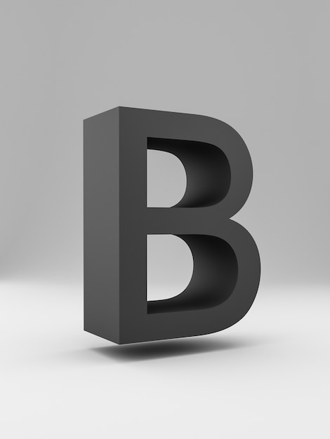 Enkel 3D-bokstav. Fetstil. Svart på grå bakgrund.