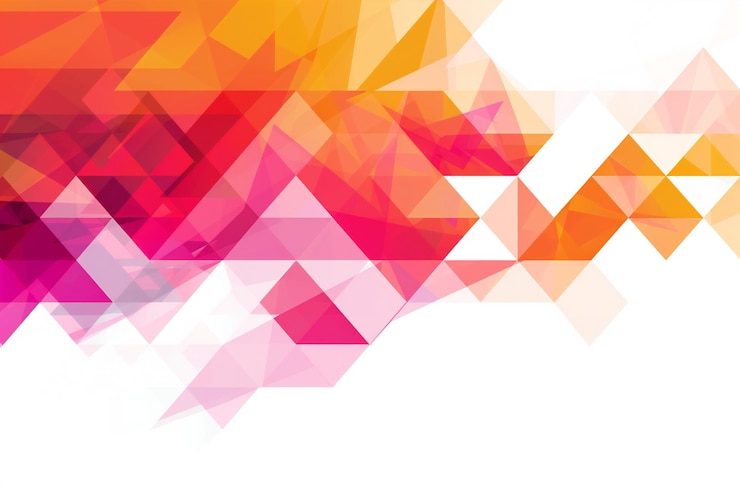 Foto et farverigt, geometrisk design med en pink og orange baggrund