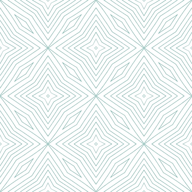 Exotic seamless pattern. Turquoise symmetrical kaleidoscope background. Textile ready magnetic print, swimwear fabric, wallpaper, wrapping. Summer swimwear exotic seamless design.