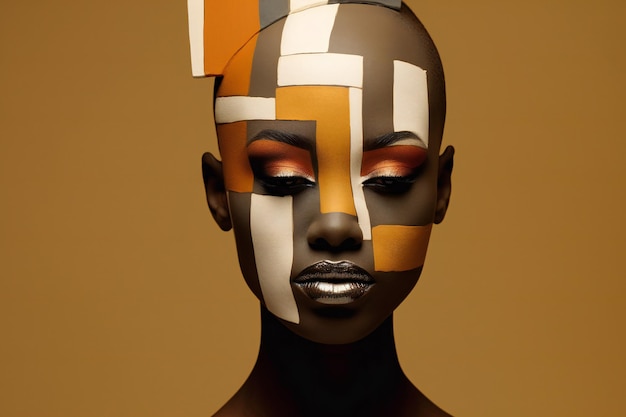 fashion portrait of a beautiful africanamerican woman with creative makeup
