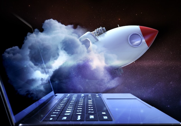 Fast speed technology concept with space shuttle