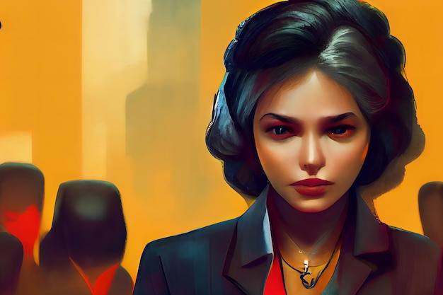 female boss woman in business suit portrait neural network generated art