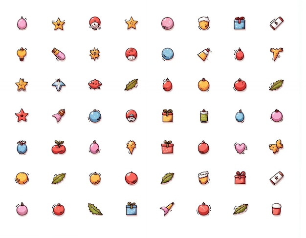 Festive Icons in a Grid for Holiday Theme Design