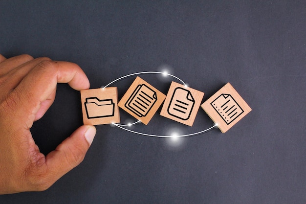 file icons are arranged into folders Concept document management system or DMS