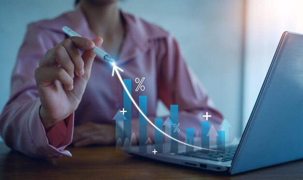 financial investment and technology concept development to success and growing growth Business analysis