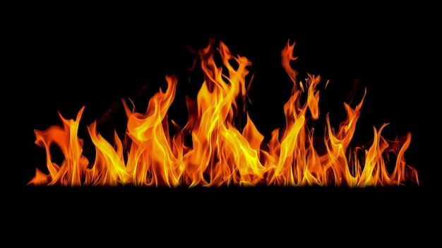 Fire flames on a black background