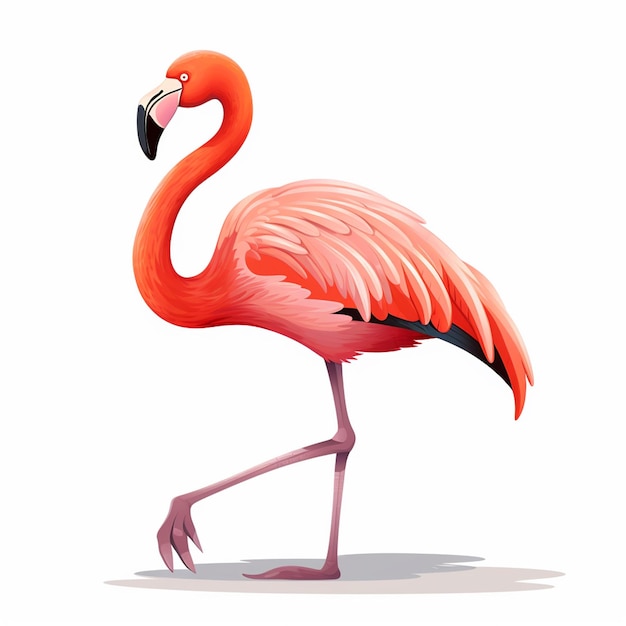 Flamingo in cartoon style isolated on white background